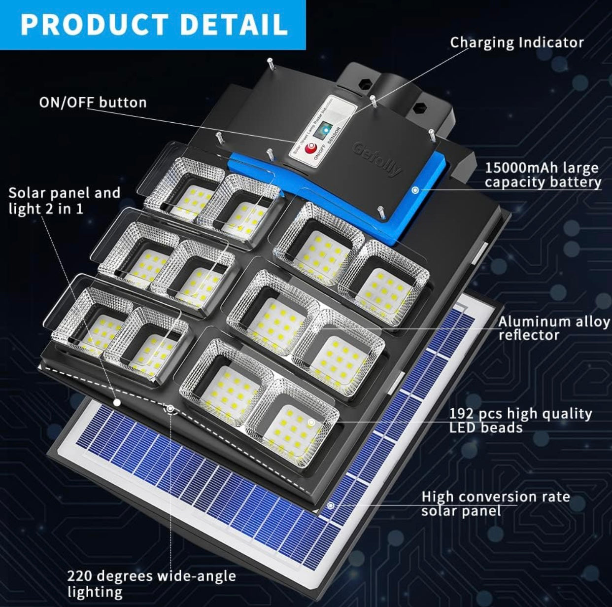 600W Commercial Solar Street Light , 60000LM Parking Lot Light Commercial Dusk to Dawn With Remote