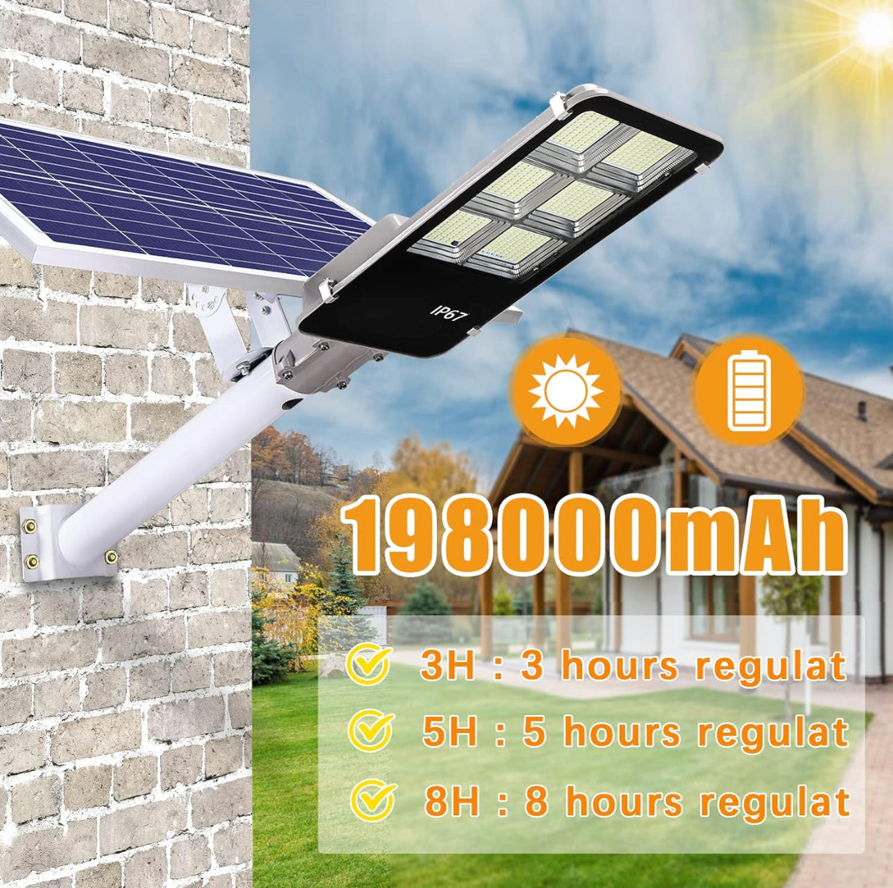 400W Solar Street Lights Outdoor, Dusk to Dawn Solar Led Outdoor Light with Remote Control, 6500K Daylight White