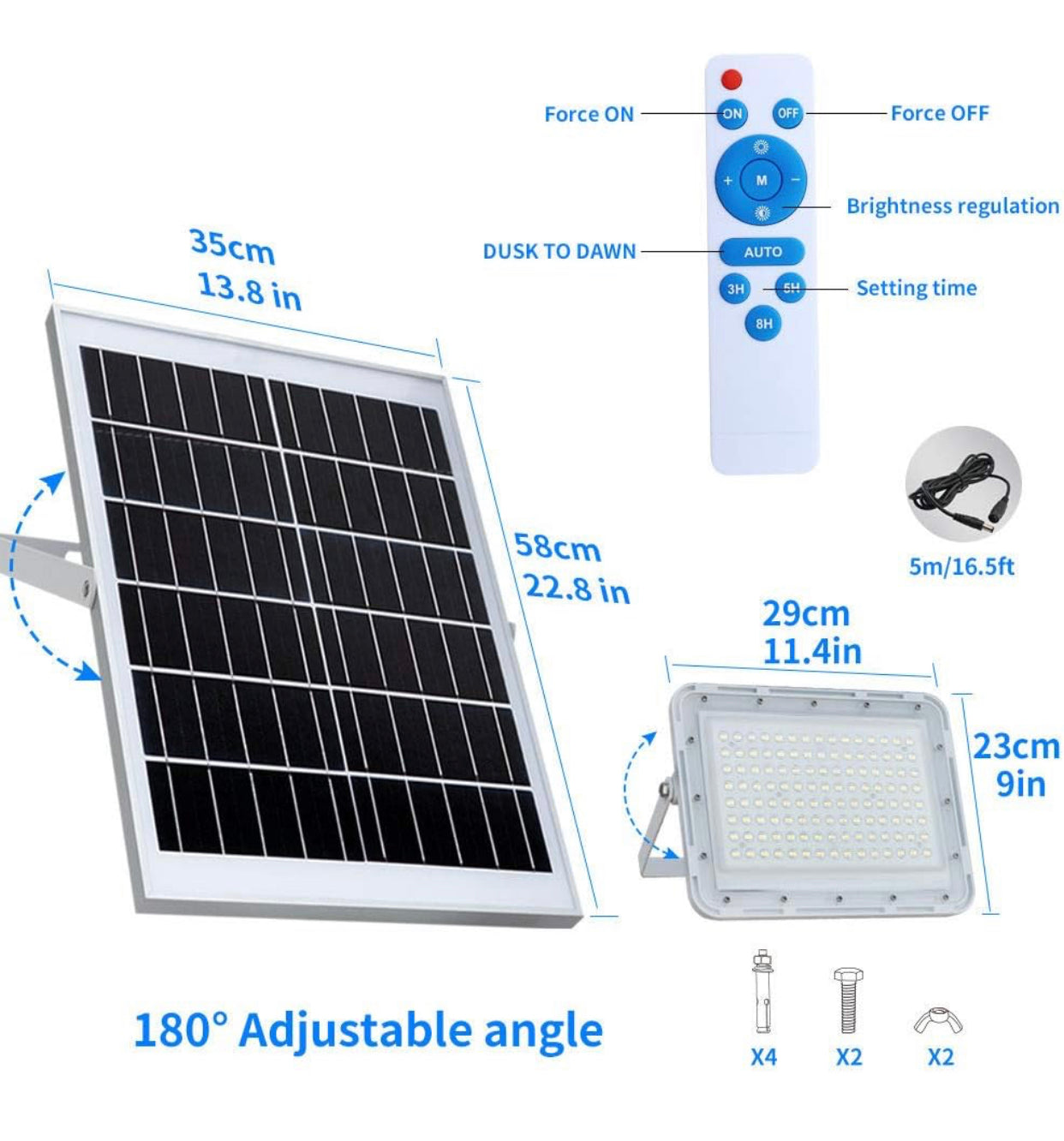 300W LED Solar Flood Lights,24000LM Street Flood Light Waterproof with Remote Control