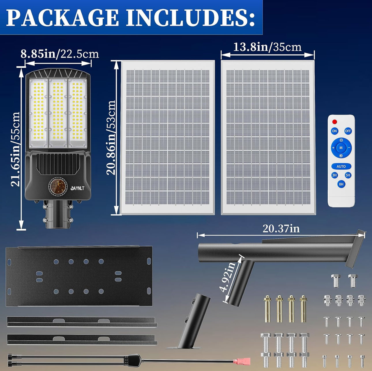 6500W Solar Street Lights Outdoor, 500000LM High Powered Commercial Parking Lot Lights 6500K Dusk to Dawn with Remote