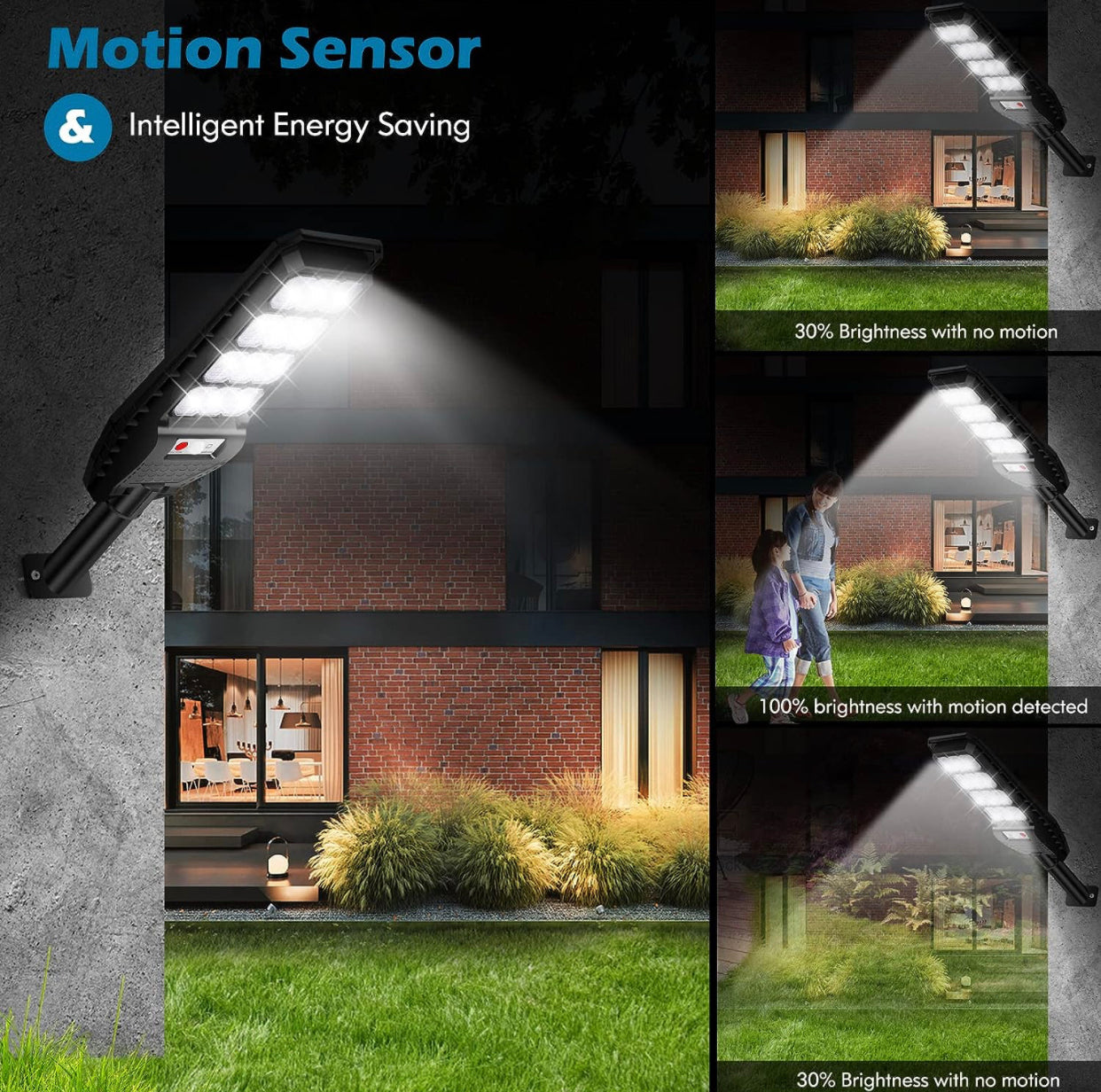 2-Pack Solar Street Lights Outdoor Waterproof,6000LM Dusk to Dawn,6500K Motion Sensor with Remote Control