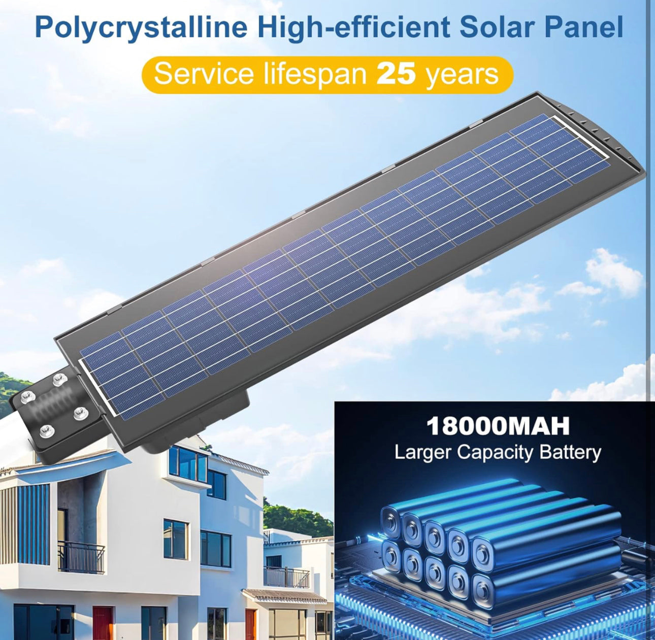 1000W Solar Street Light Parking Lot Lights, 6500K Solar Led Outdoor Lights, Solar Lights Outdoor Waterproof, Dusk to Dawn