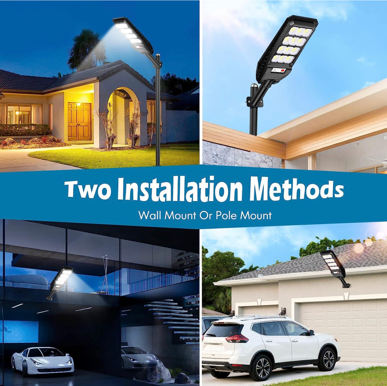 2-Pack Solar Street Lights Outdoor Waterproof,6000LM Dusk to Dawn,6500K Motion Sensor with Remote Control