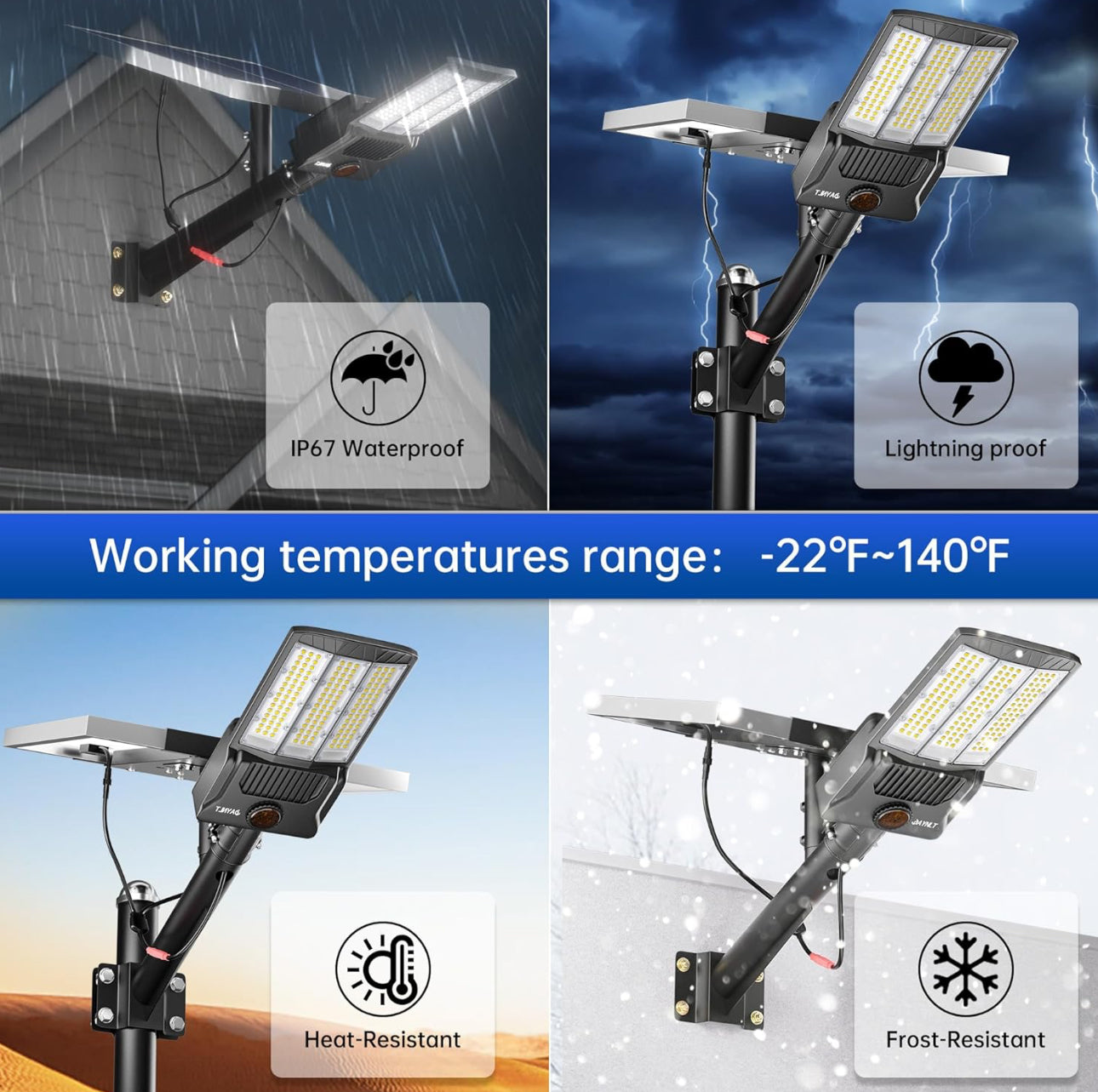 6500W Solar Street Lights Outdoor, 500000LM High Powered Commercial Parking Lot Lights 6500K Dusk to Dawn with Remote