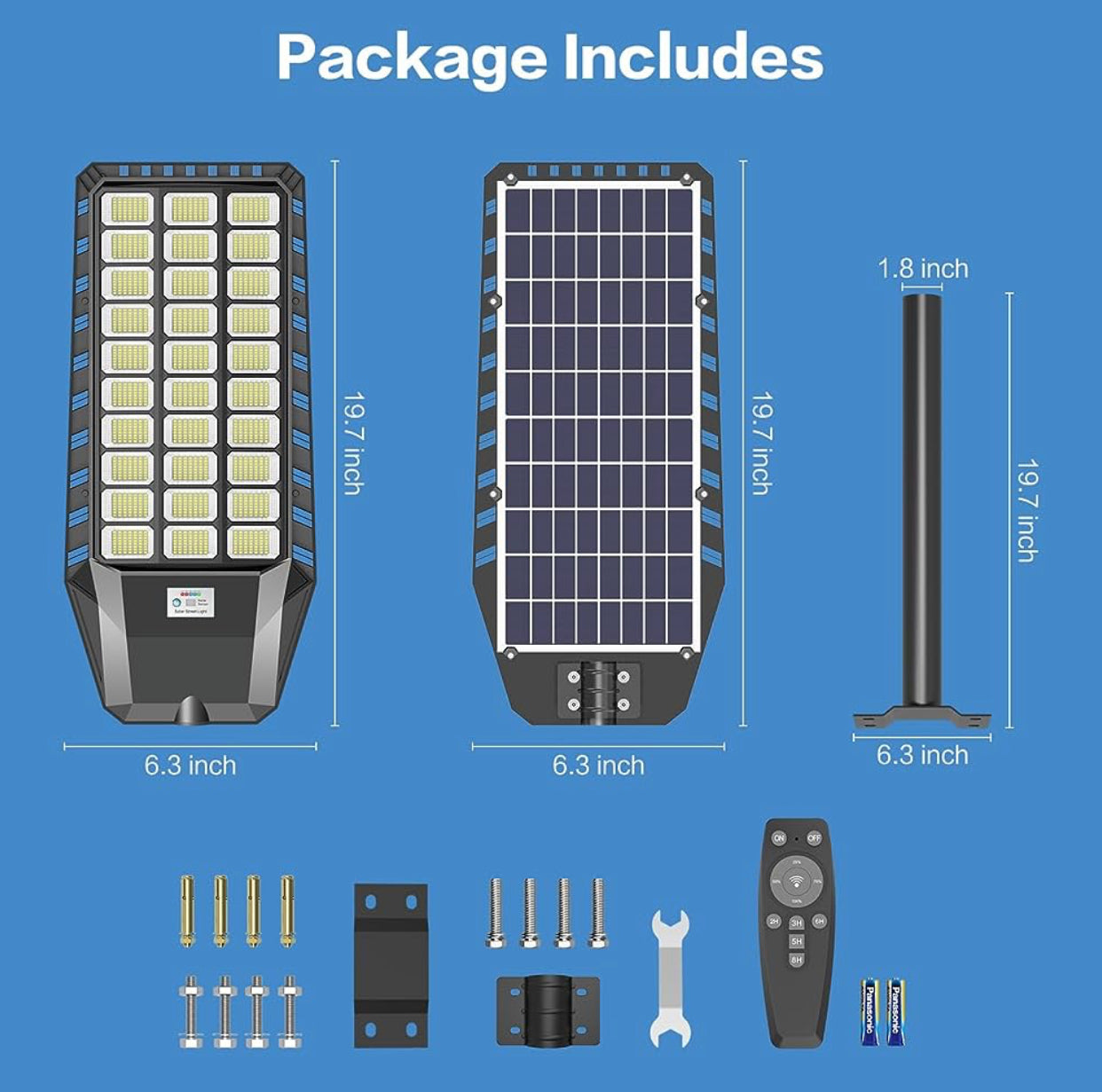 3000W Solar Street Light, 180000 Lumens Dusk to Dawn Street Lights Solar Powered Motion Sensor