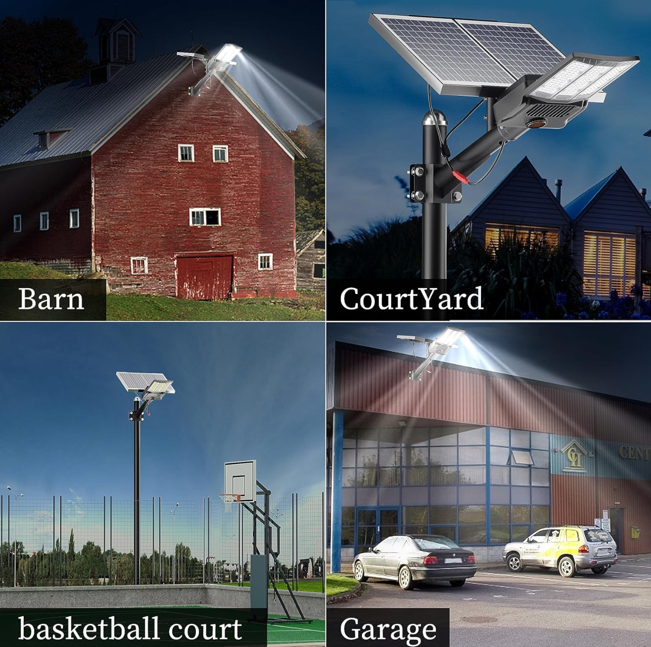 6500W Solar Street Lights Outdoor, 500000LM High Powered Commercial Parking Lot Lights 6500K Dusk to Dawn with Remote