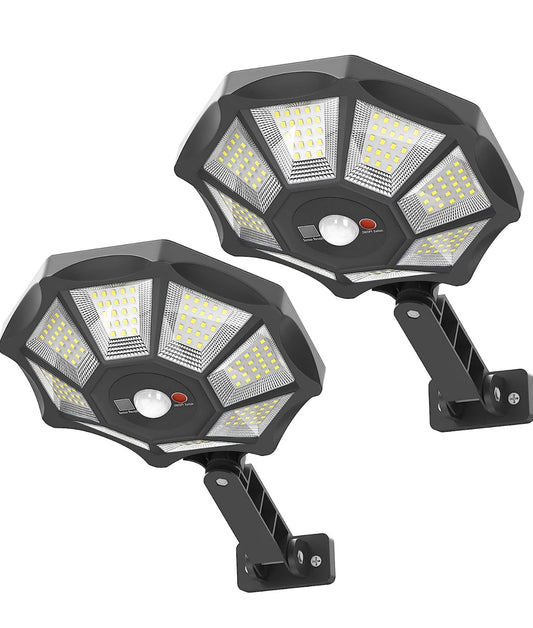 2 Pack SmartYard 300W Solar Street Light 168LED Dusk to Dawn,6500K with Motion Sensor