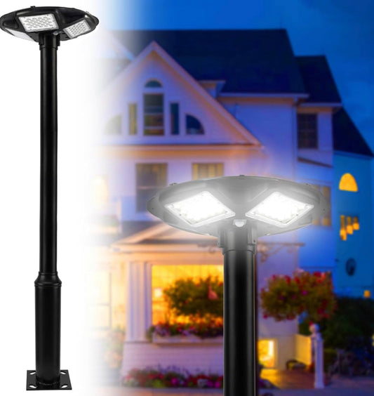 1500W Commercial Solar Flag Pole Outdoor Lamp Post Light with 98 inch Pole IP67 Waterproof With Remote