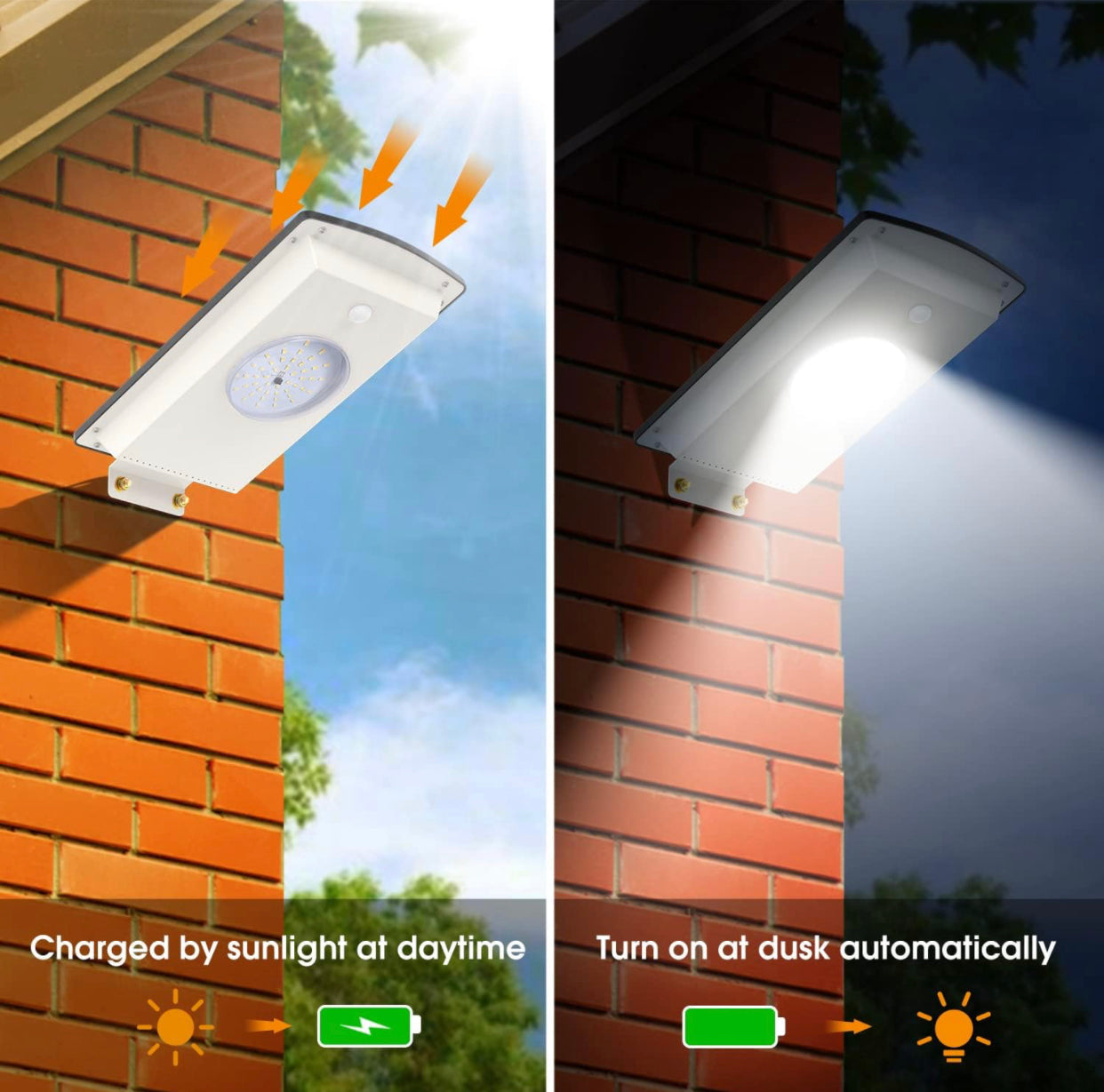 Solar Street Lights Outdoor, Cool White/Warm White Solar Street Light Dusk to Dawn/Motion Sensor, 1300LM IP65 Waterproof, Dimmable Remote Control