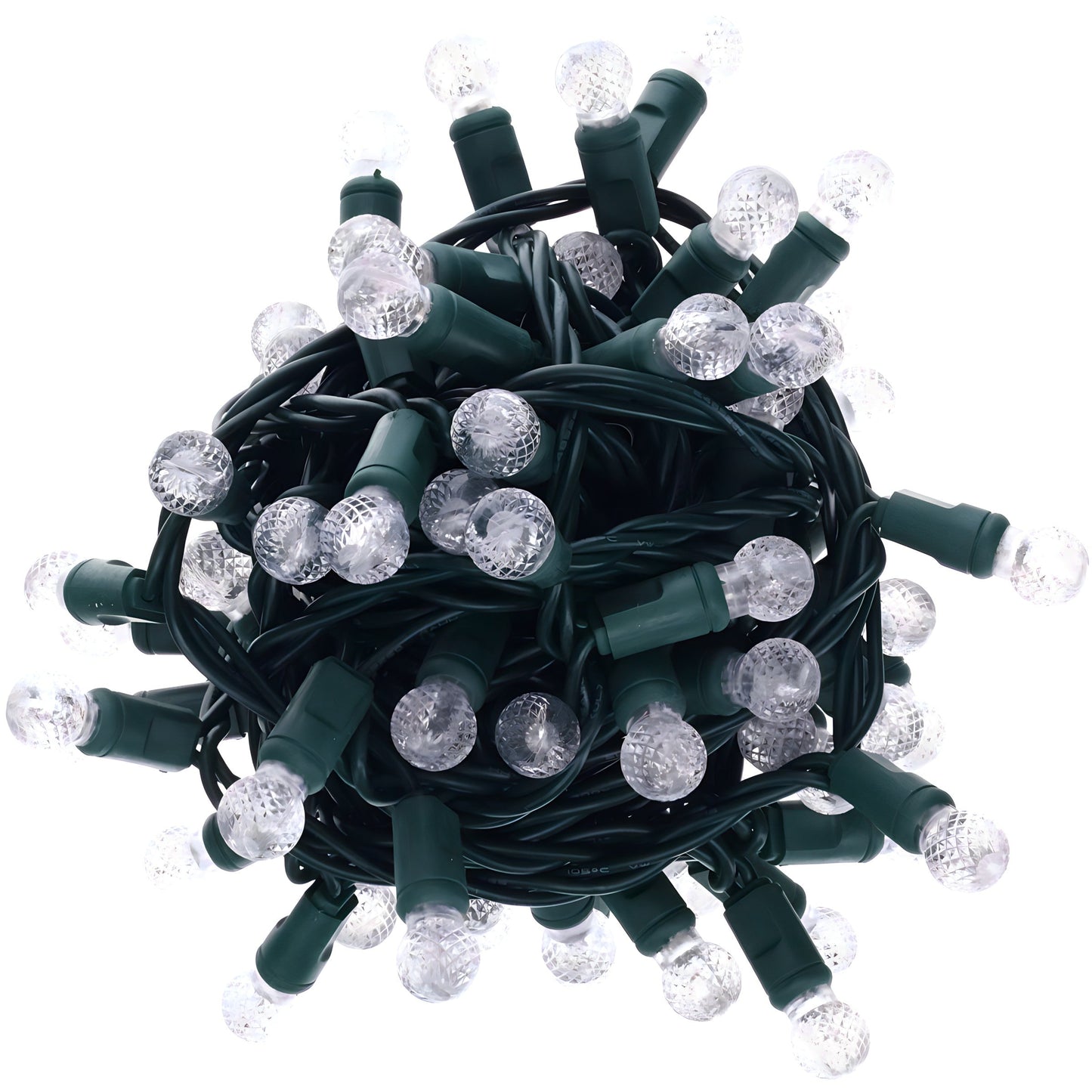 G12 cool white LED Christmas Lights, 70 Bulbs, 4" Spacing