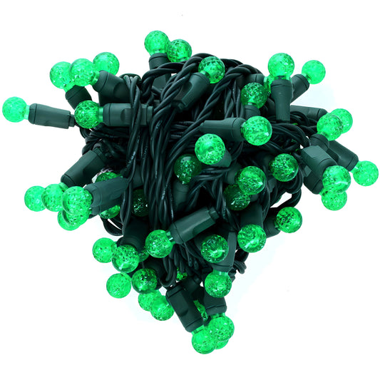 G12 Green LED Christmas Lights, 70 Bulbs, 4" Spacing