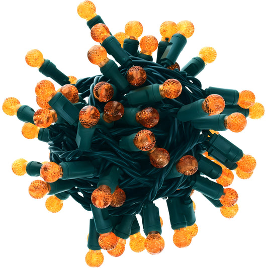 G12 Orange LED Christmas Lights, 70 Bulbs, 4" Spacing