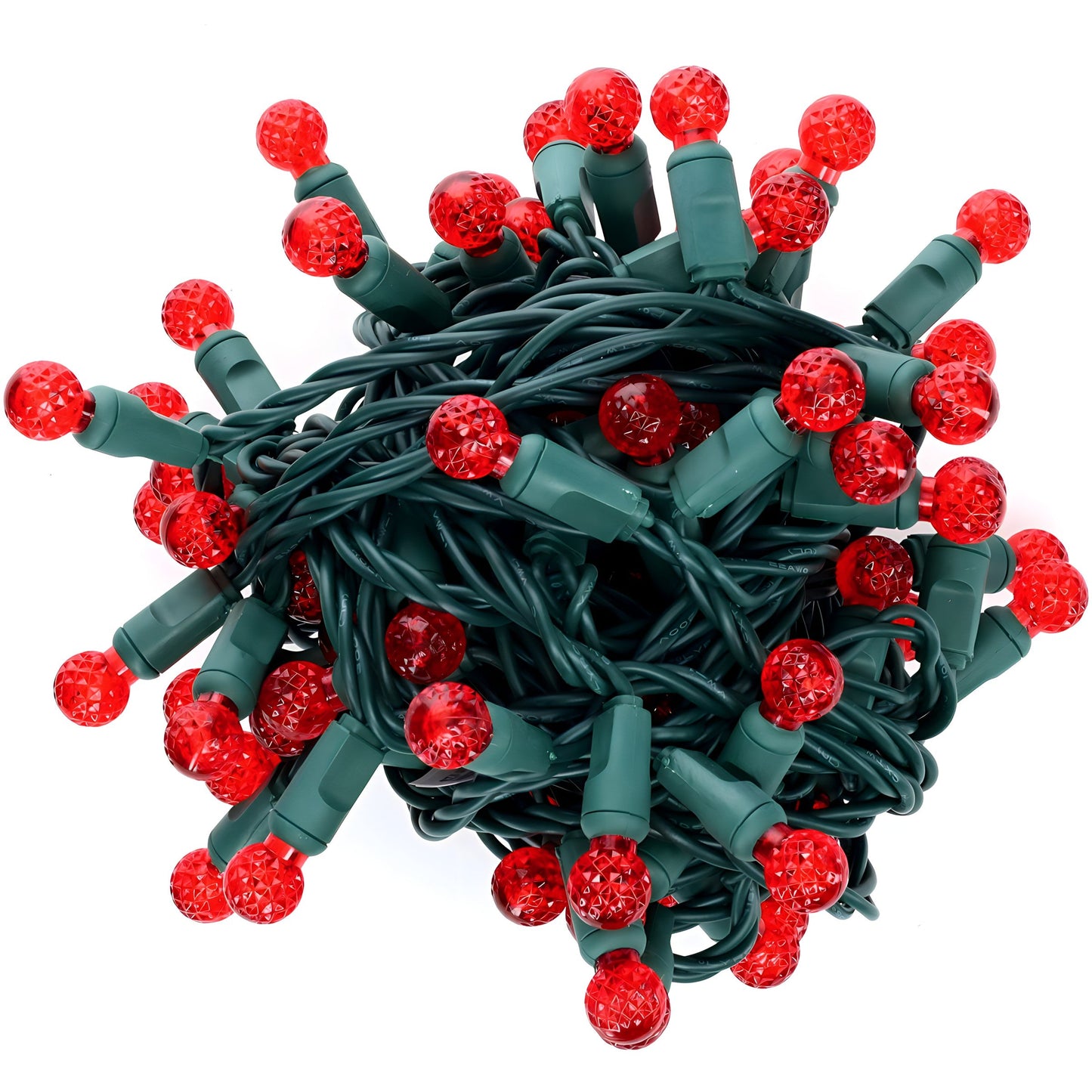 G12 Red LED Christmas Lights, 70 Bulbs, 4" Spacing