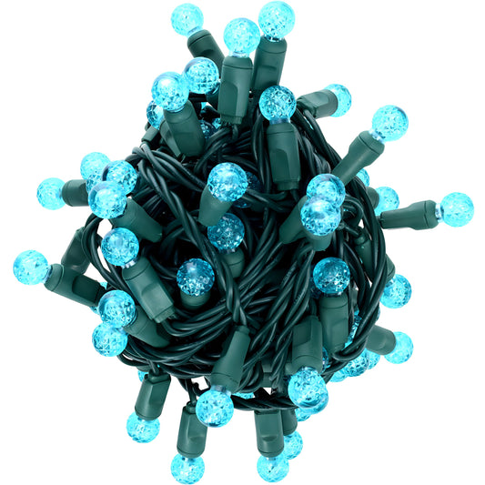 G12 Teal LED Christmas Lights, 70 Bulbs, 4" Spacing