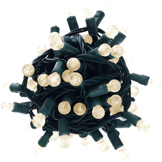 G12 Warm White LED Christmas Lights, 70 Bulbs, 4" Spacing