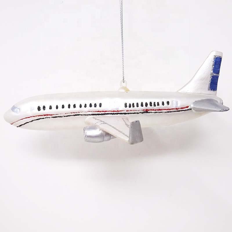 Airplane Glass Christmas Ornament