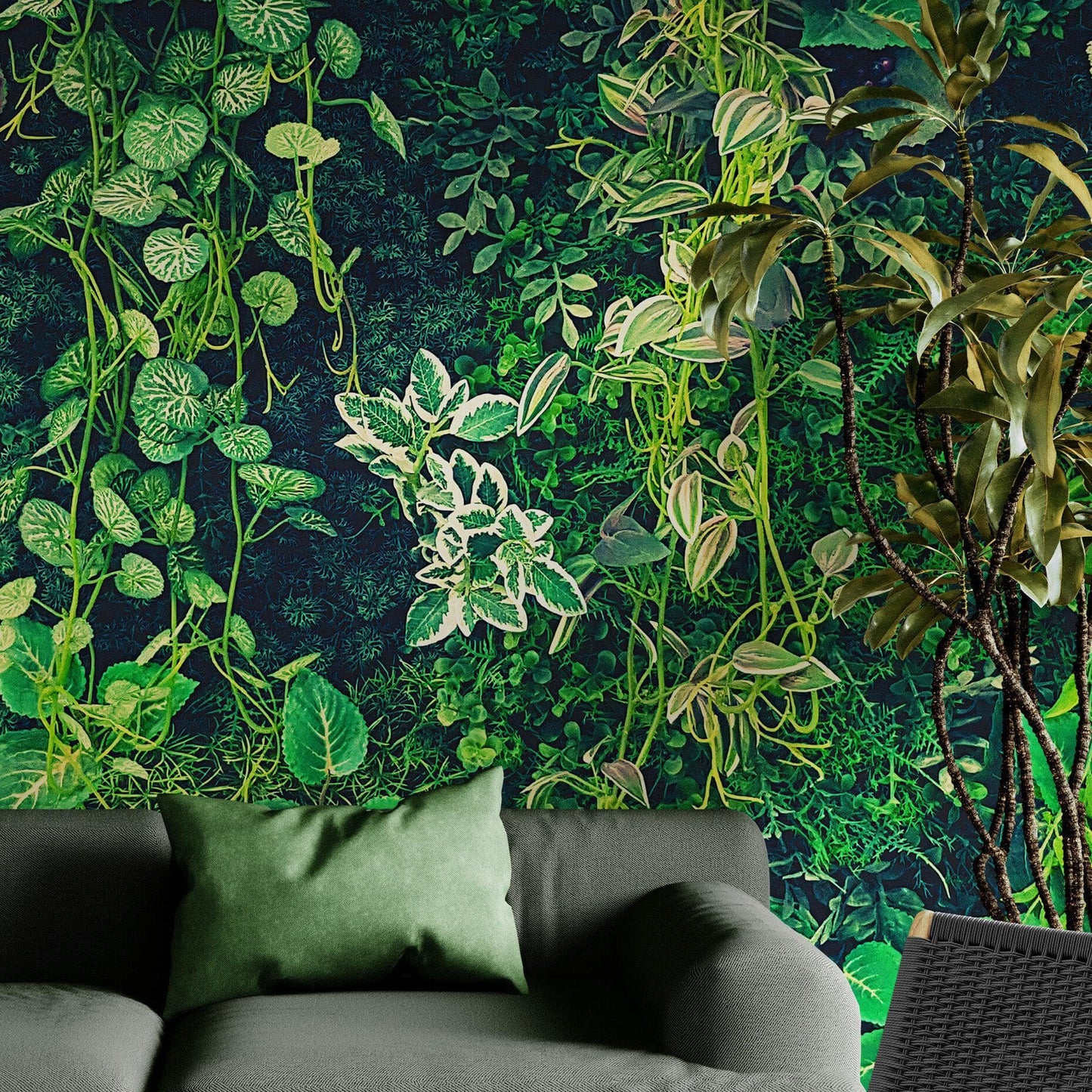 Greenery Jungle Bush Wallpaper Mural. Tropical Leaves / Fern Wallpaper. #6765