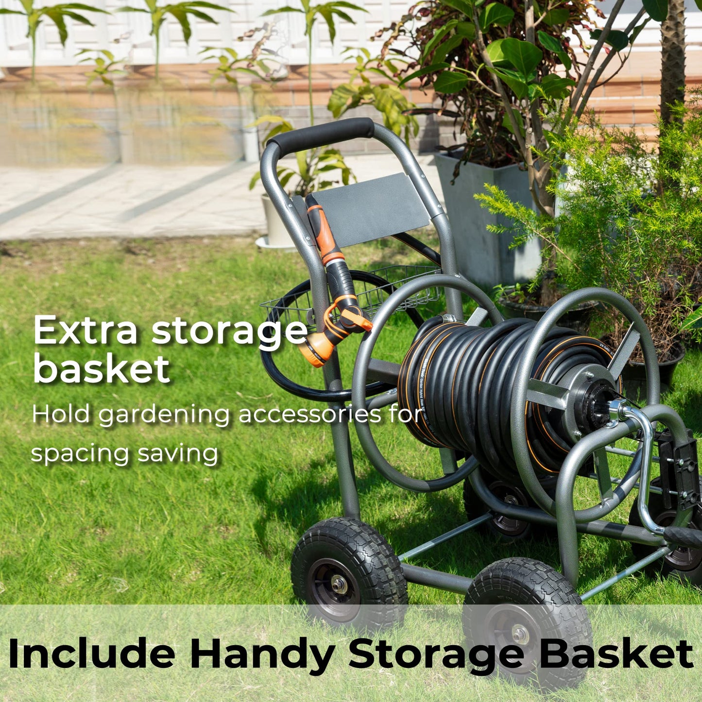 Garden Hose Reel Cart-4 Wheels