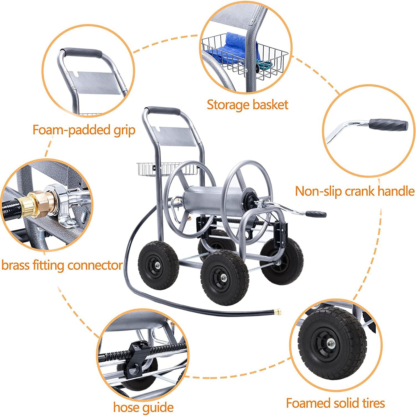 Garden Hose Reel Cart-4 Wheels