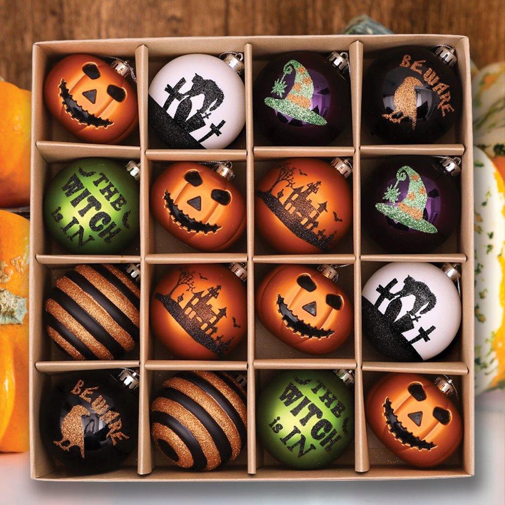 Halloween Ornament Round Ball 16 Piece Set