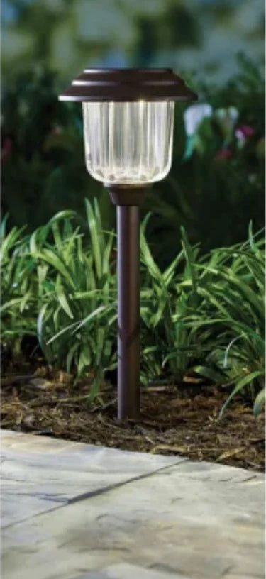 SmartYard Solar Pathway Lights Stainless-Steel and Glass (8 pack)