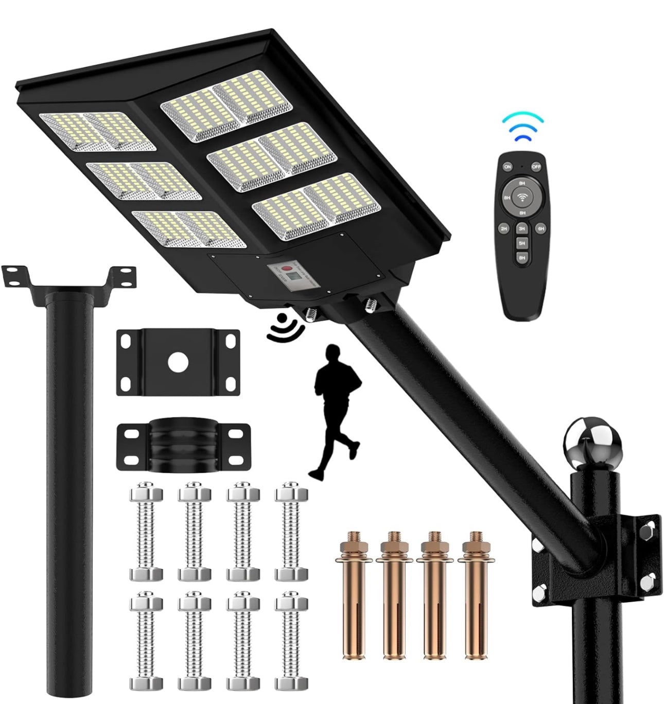 600W Commercial Solar Street Light , 60000LM Parking Lot Light Commercial Dusk to Dawn With Remote