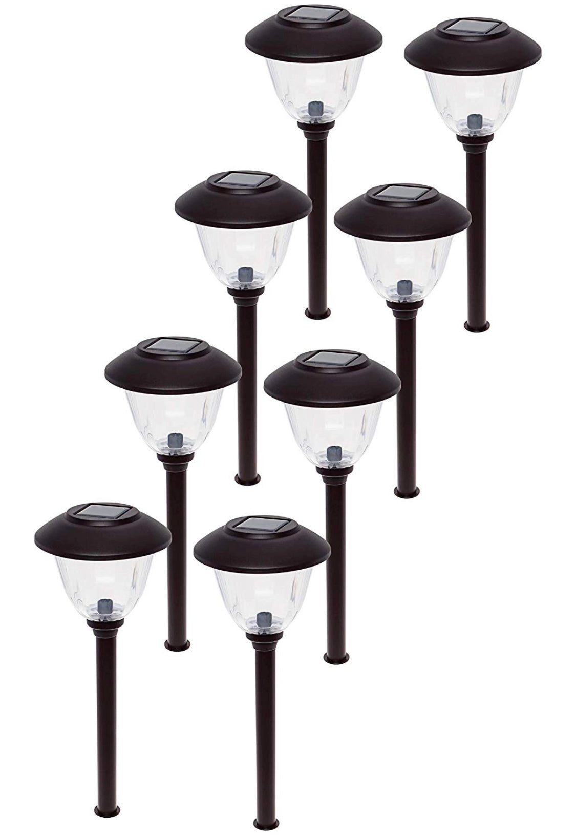 Energizer 8 Pack Solar Pathway LED Lights Outdoor-Stainless Steel -15 Lumen( Black )