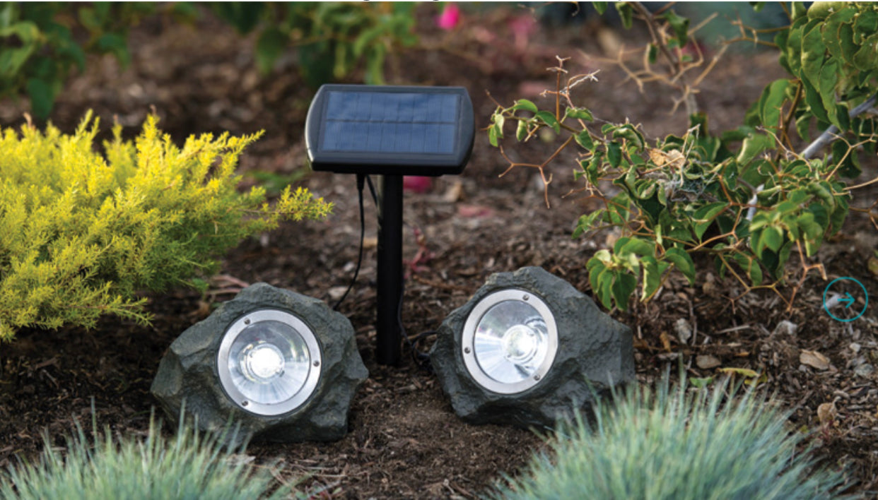 4Pack Smith&Hawken Outdoor Solar Powered Rock Spotlight Walkway LED Garden Path