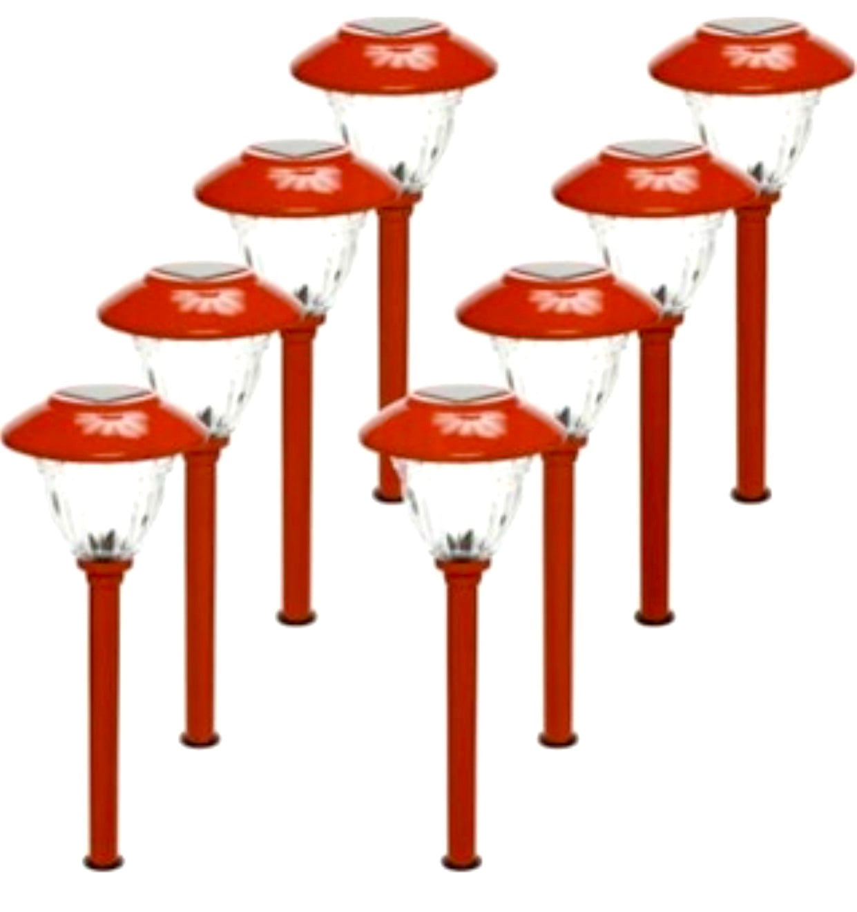 Energizer 8 Pack Color On Demand Solar Pathway Lights Outdoor-Stainless Steel ( Red )