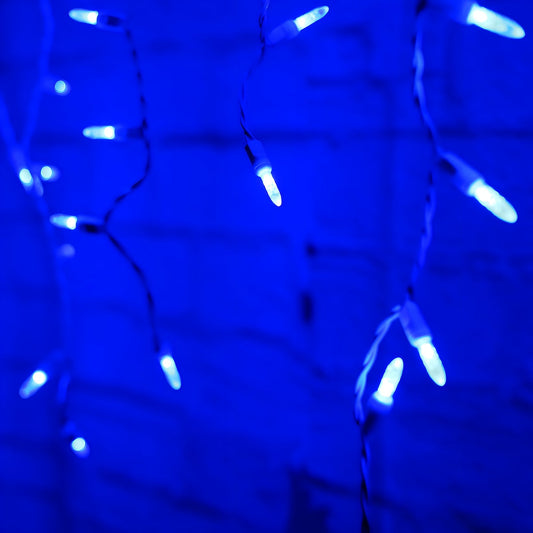 M5 Blue LED Icicle Lights, 70 Bulbs, 7.5ft Long, White Wire