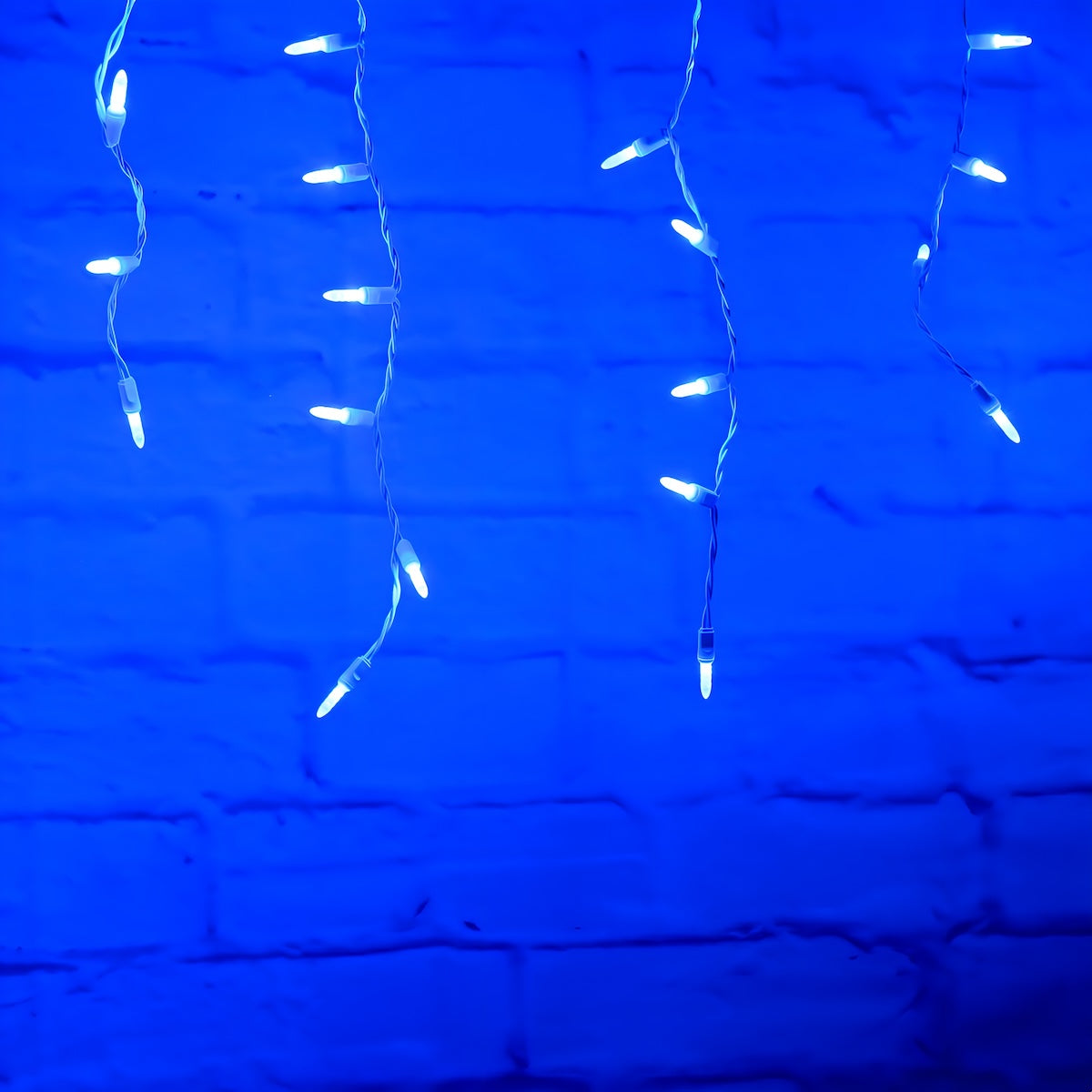 M5 Blue LED Icicle Lights, 70 Bulbs, 7.5ft Long, White Wire