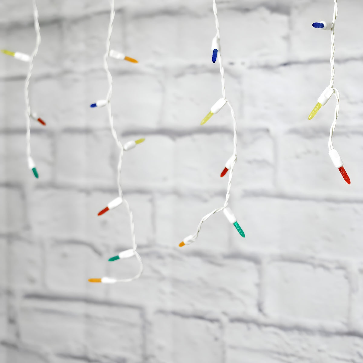 M5 Multicolor LED Icicle Lights, 70 Bulbs, 7.5ft Long, White Wire