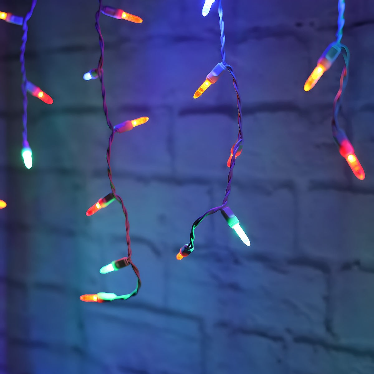 M5 Multicolor LED Icicle Lights, 70 Bulbs, 7.5ft Long, White Wire