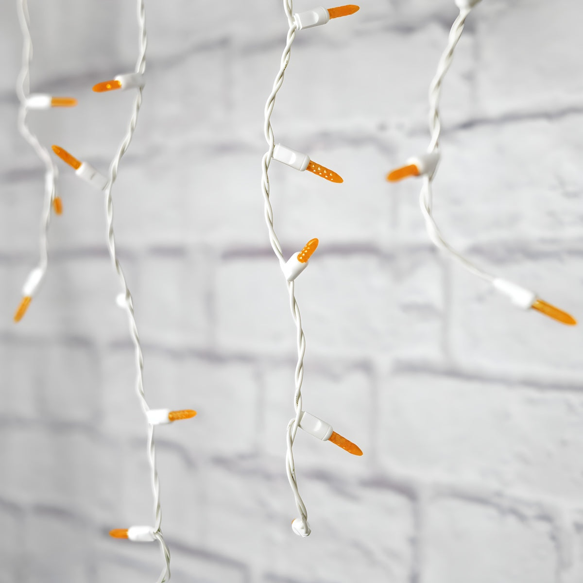 M5 Orange LED Icicle Lights, 70 Bulbs, 7.5ft Long, White Wire