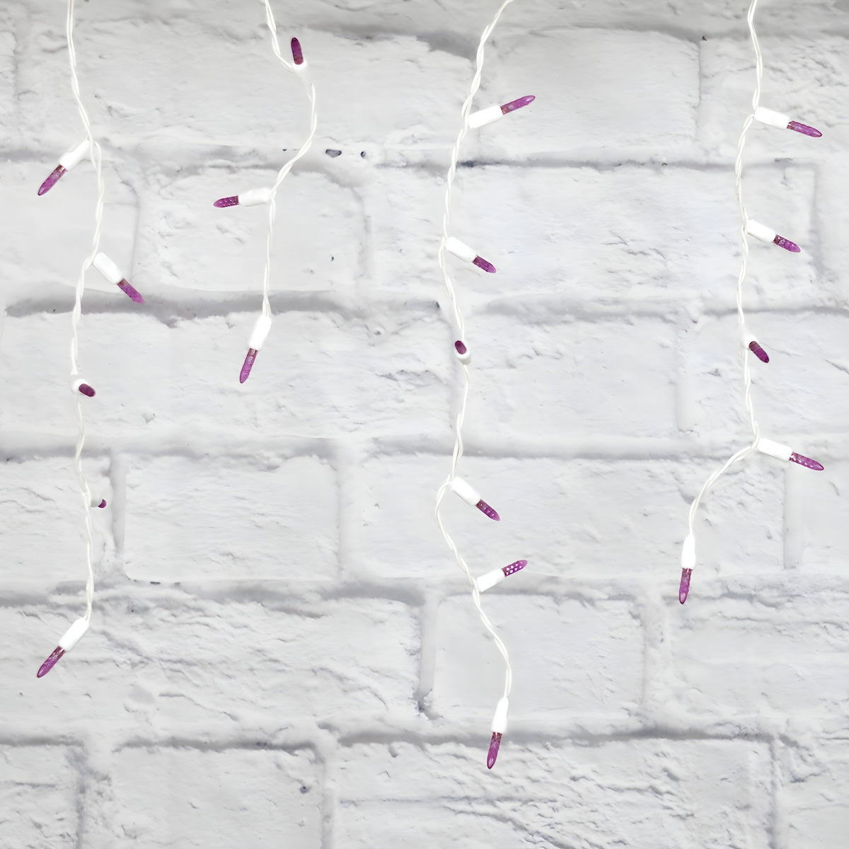 M5 Purple LED Icicle Lights, 70 Bulbs, 7.5ft Long, White Wire