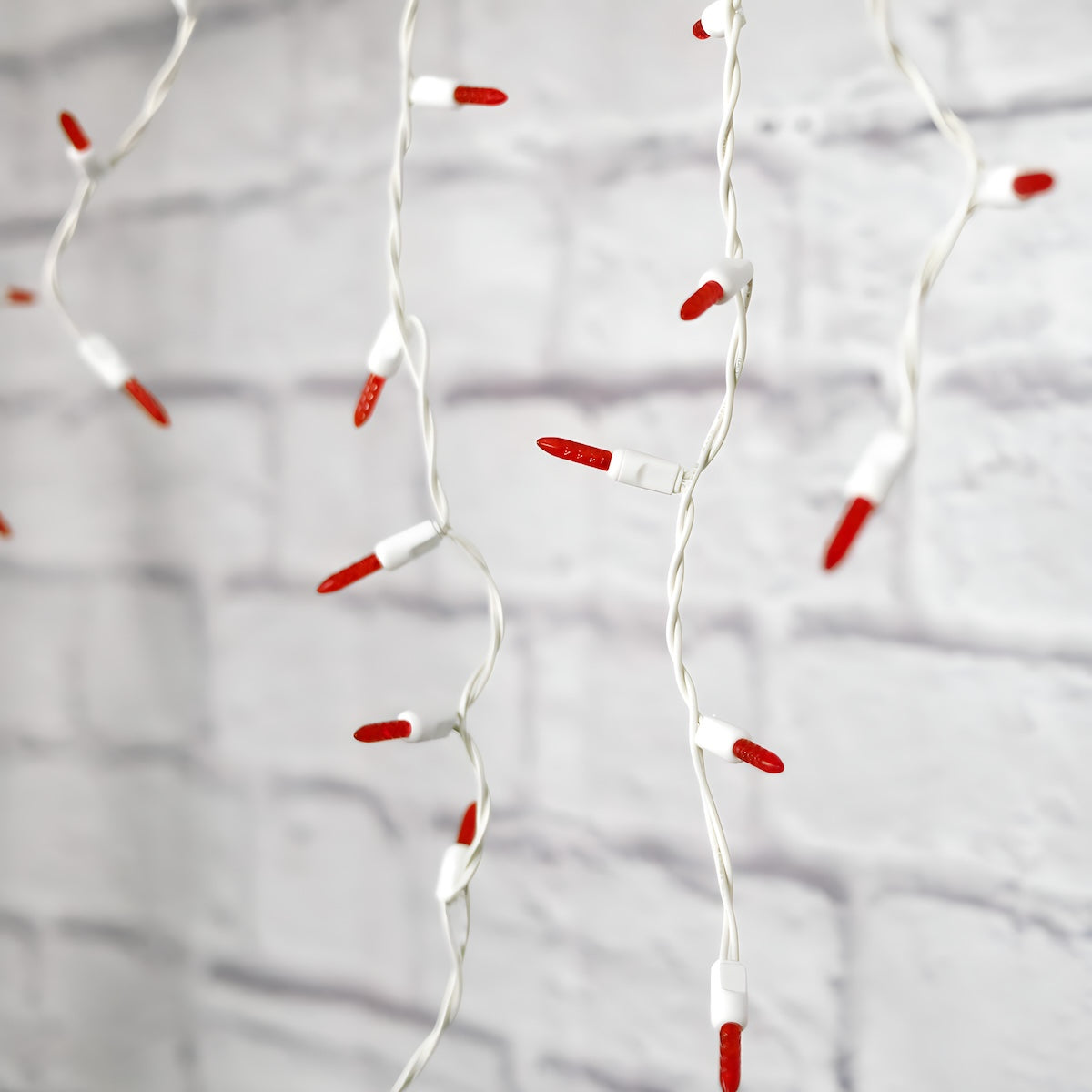 M5 Red LED Icicle Lights, 70 Bulbs, 7.5ft Long, White Wire