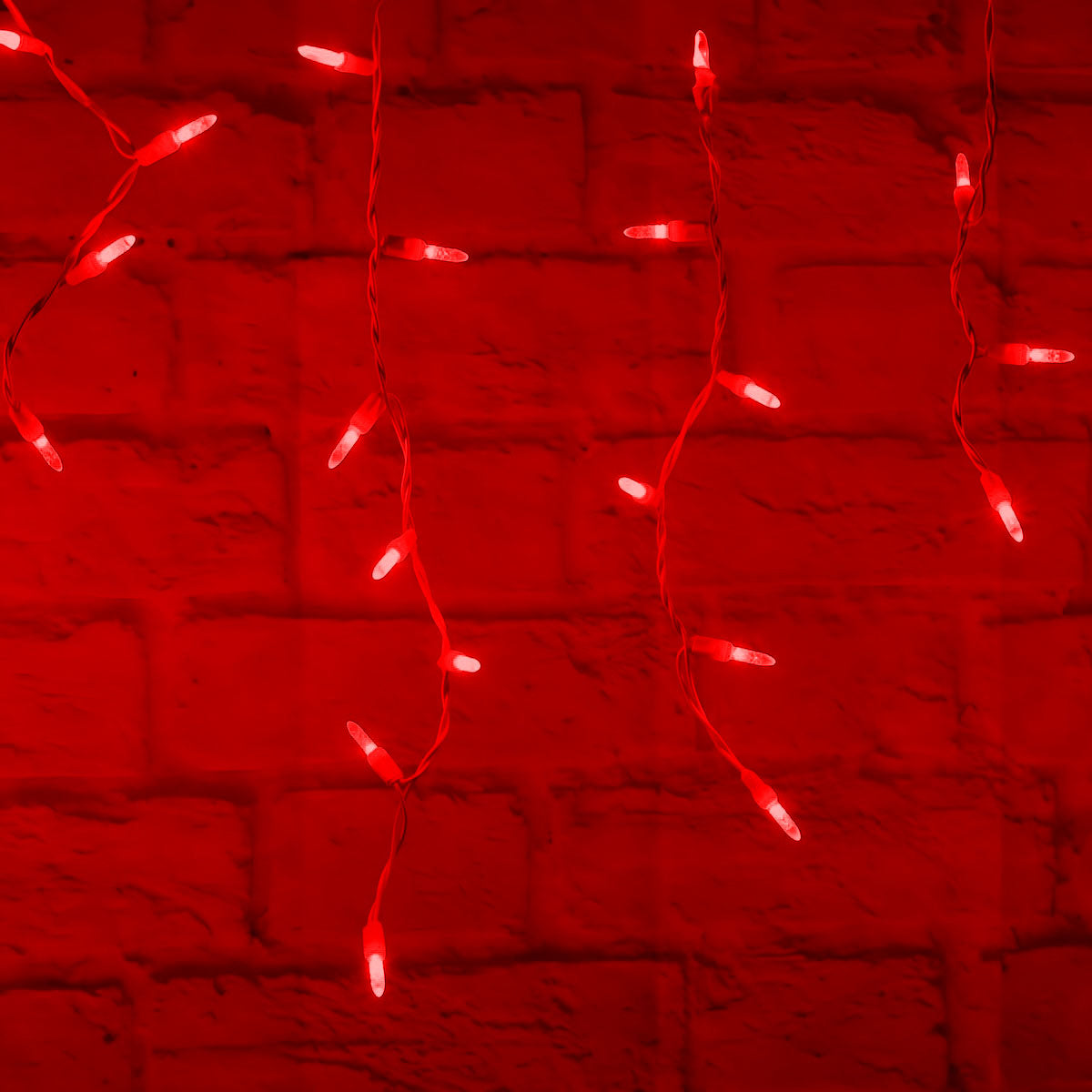 M5 Red LED Icicle Lights, 70 Bulbs, 7.5ft Long, White Wire