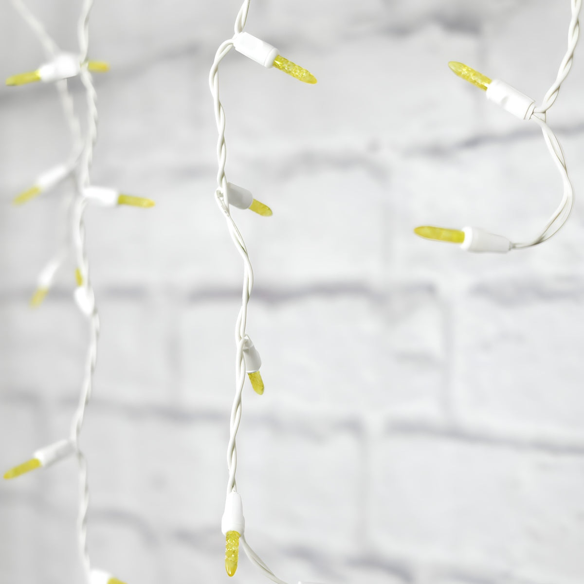 M5 Yellow LED Icicle Lights, 70 Bulbs, 7.5ft Long, White Wire