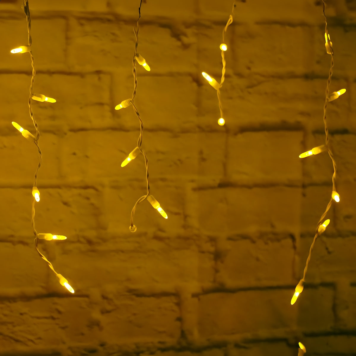 M5 Yellow LED Icicle Lights, 70 Bulbs, 7.5ft Long, White Wire