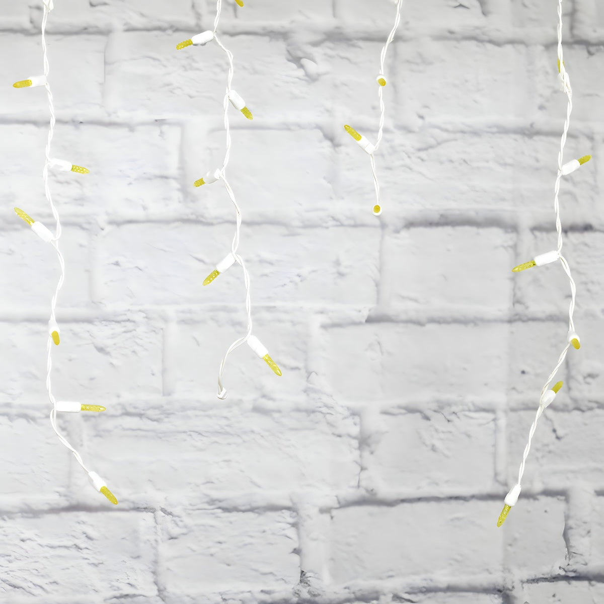 M5 Yellow LED Icicle Lights, 70 Bulbs, 7.5ft Long, White Wire