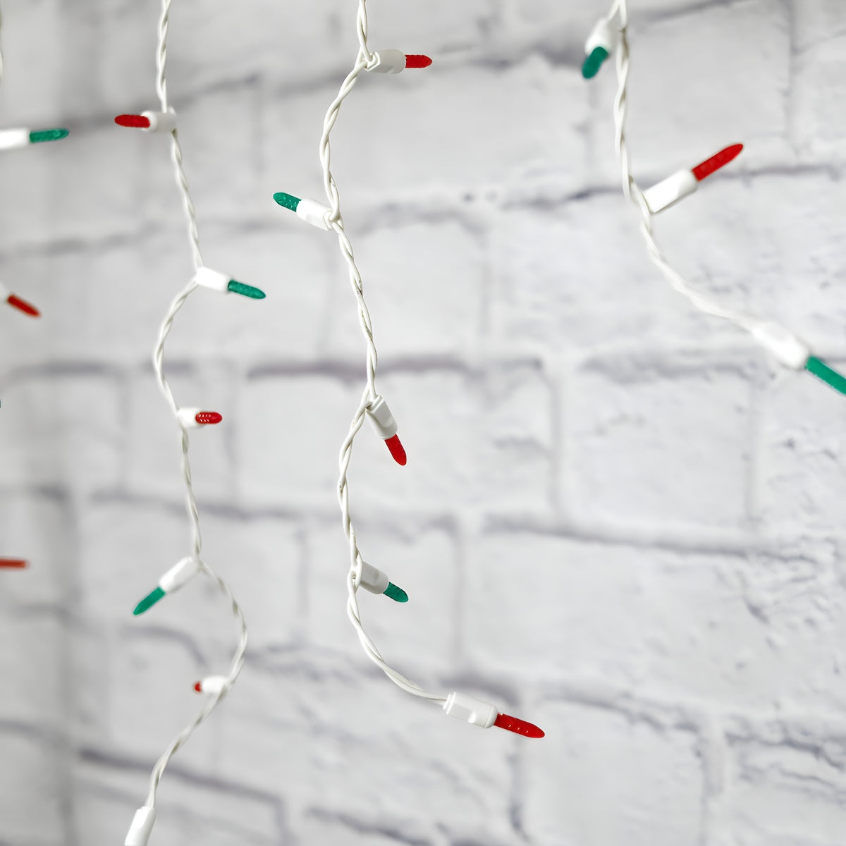 M5 Red and Green LED Icicle Lights, 70 Bulbs, 7.5ft Long, White Wire