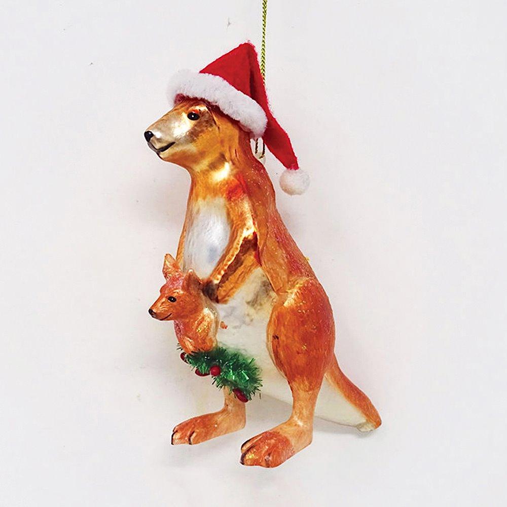 Kangaroo Glass Christmas Ornament