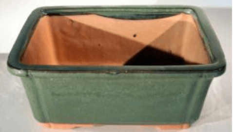 Large Green Ceramic Bonsai Pot (8.5" x 6.625" x 3.5")