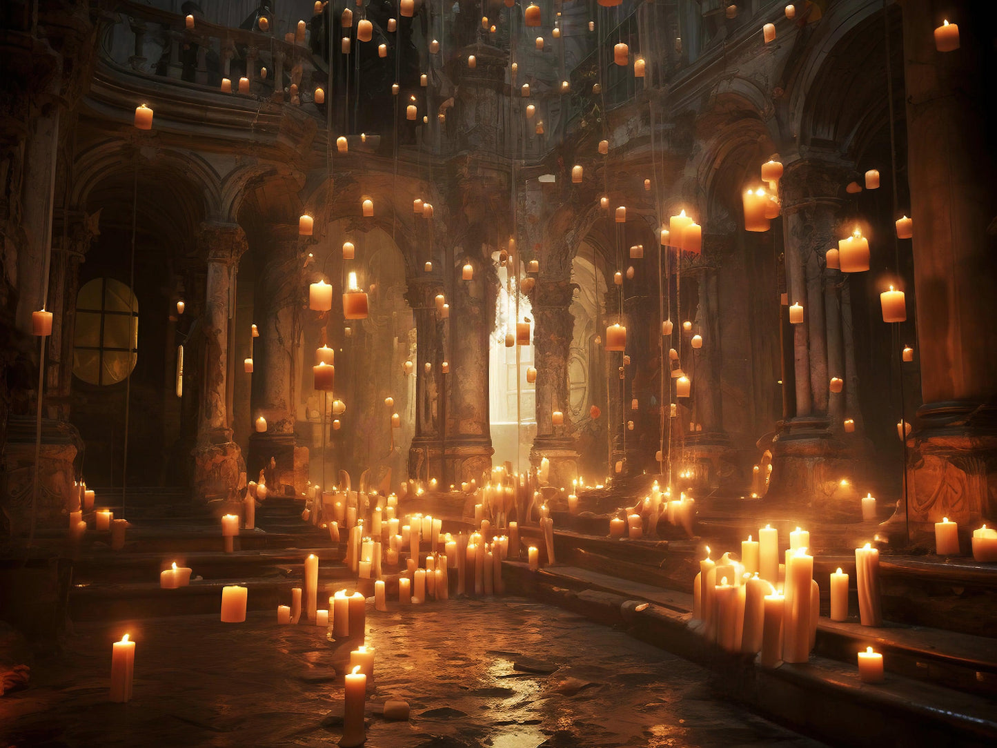 Floating Candles /  Great Hall Room Wallpaper /  Wizardly World Wall Mural. #6764