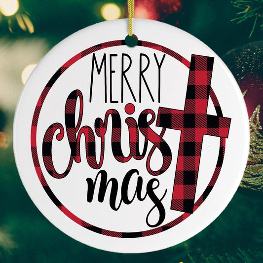 Merry Christ - Mas Plaid Jesus Ornament