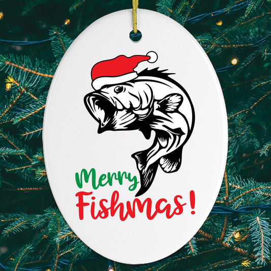 Merry Fishmas Fishing Christmas Ornament