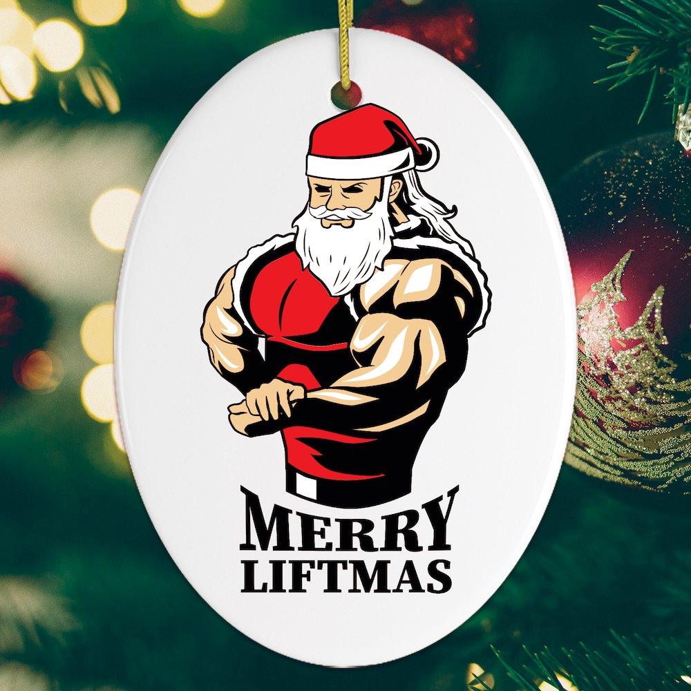 Merry Liftmas Gym Lifting Christmas Ornament