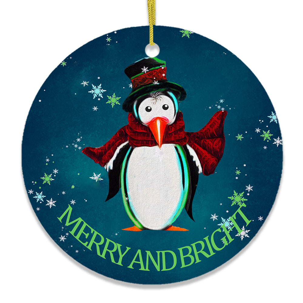 Merry and Bright Penguin Christmas Ornament