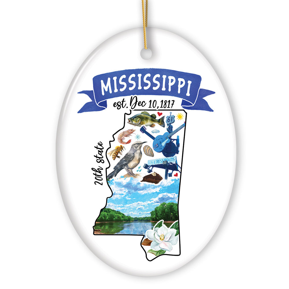 Artistic California State Themes and Landmarks Christmas Ornament