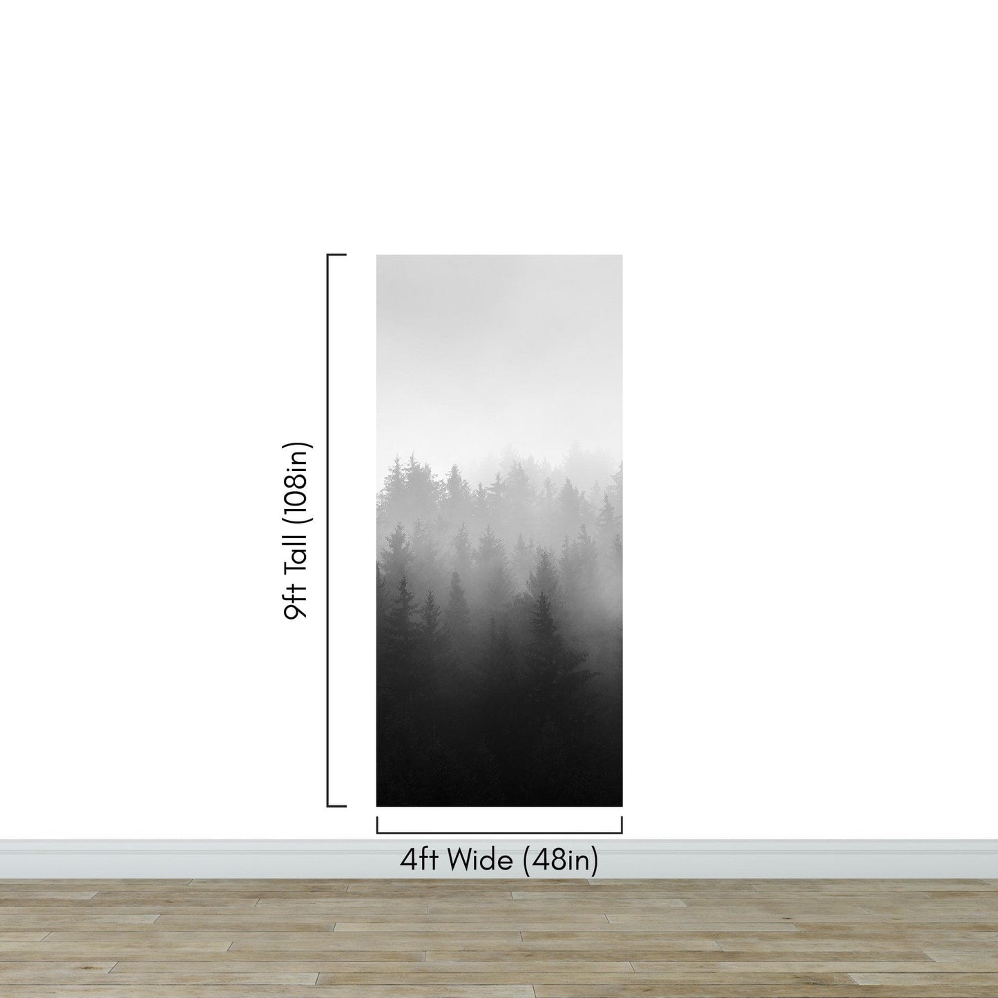 Black and White Misty Pine Forest Wallpaper. #6673